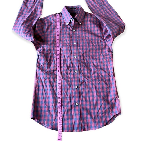 NWOT J.Crew Men’s Blue / Salmon Check Button Front Shirt, Size Small - Picture 9 of 10